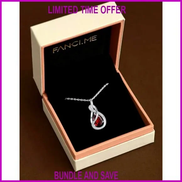 Sterling Silver Birthstone Necklace, Ribbon Pendant, Gift for Women
